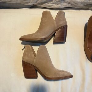 Vince Camuto Beige Suede Heeled Boots